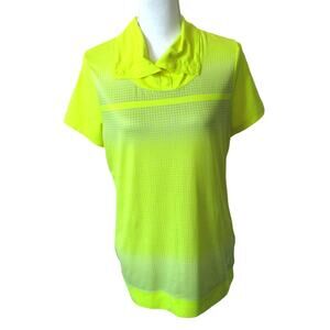 Nike Golf Women's Short Sleeve Yellow Dri Fit Stretch Golf Shirt Size Medium